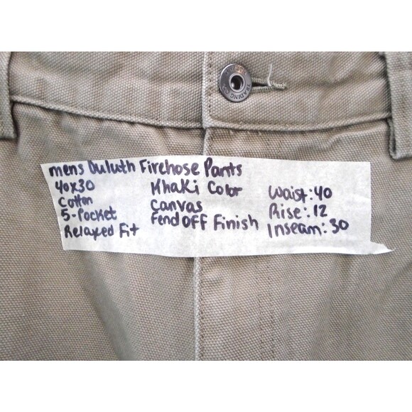 Duluth Trading Pants Mens Size 40x30 Beige Fire Hose Straight Leg Fend of Finish - Picture 4 of 11